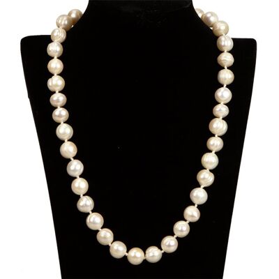Collar de perlas de agua dulce, color crema, 9-10 mm