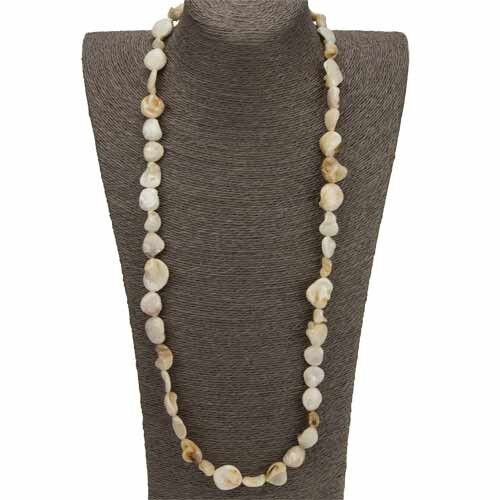 Long Necklace Mother of Pearl, 80cm, Cream