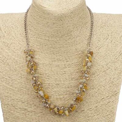Collar con piedras naturales, jade amarillo.