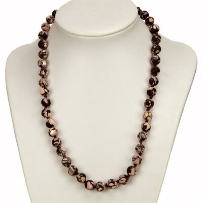 Collier Nacre, Marron, mat, AB, 12mm