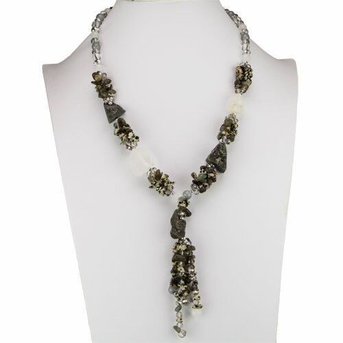 Natursteinkette Jaspis/Bergkristall