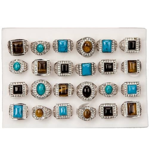 Sortiment Natursteinringe mit Glitzersteinchen2