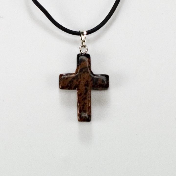 Pendente Croce, Ossidiana Mogano