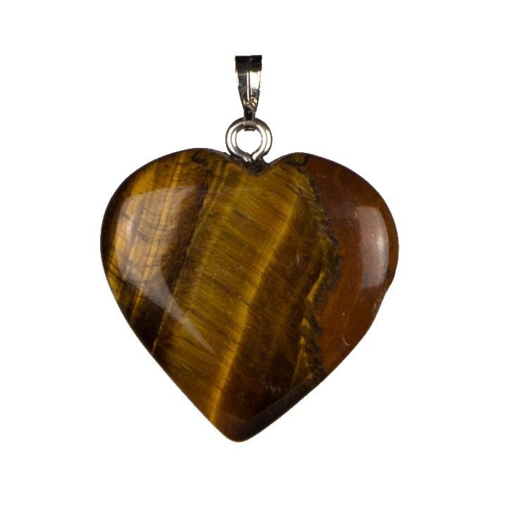 Ciondolo Cuore in Pietra Naturale, 25mm, Occhio di Tigre