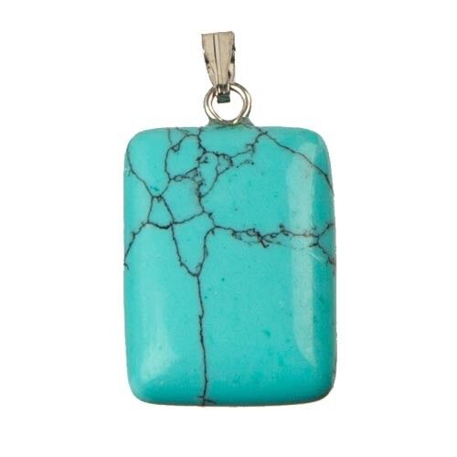 Pendente rettangolare, 20x15mm, sintetico. Turchese