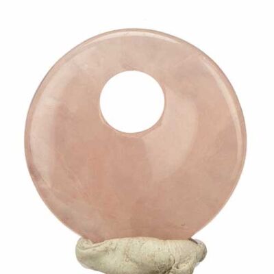 Pendentif Cercle, 30mm, Quartz Rose