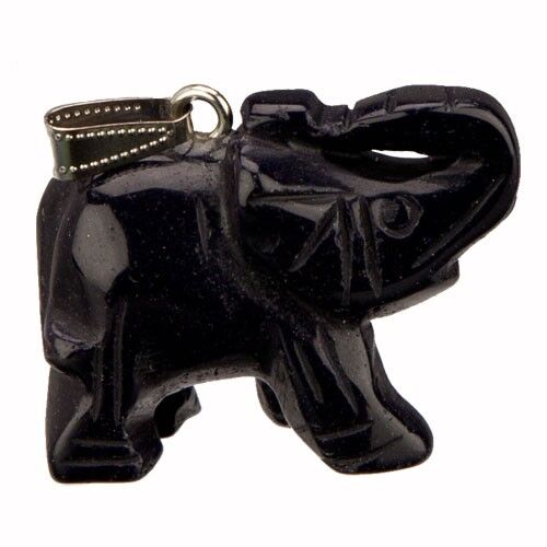 Ciondolo elefante, 40 mm, pietra blu oro