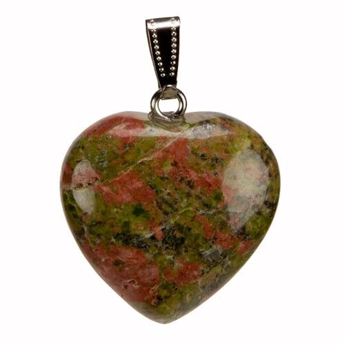 Ciondolo a forma di cuore, 30 mm, Unakite
