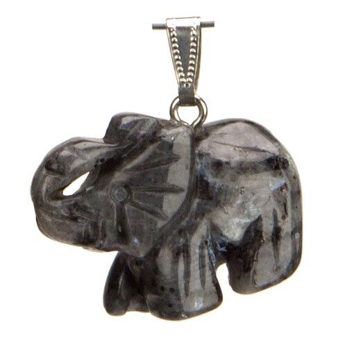Ciondolo elefante, 40 mm, labradorite nera
