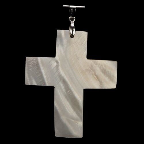 Anhänger Perlmutt Kreuz gebogen, 65x55mm