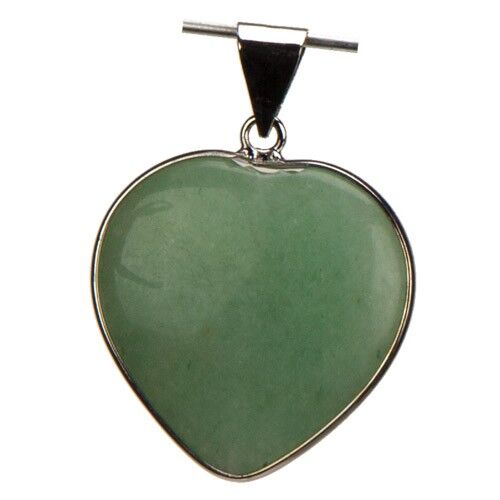 Colgante corazón engastado, aventurina verde, 30 mm