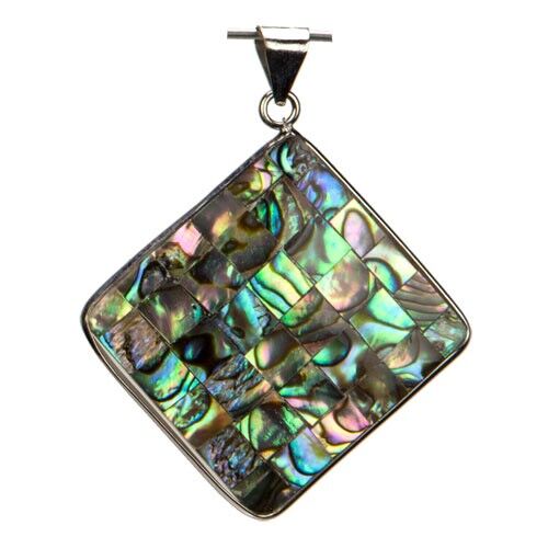 Ciondolo abalone, incastonato, 45mm