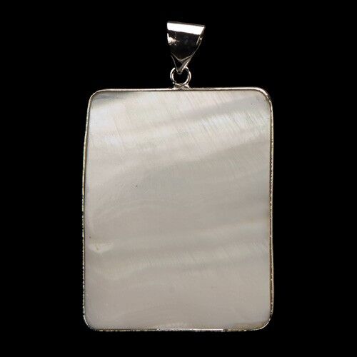Ciondolo in madreperla incastonata, rettangolo, 45x35mm