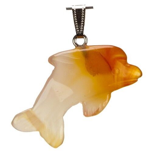 Ciondolo Delfino, 42x27mm, Agata Rossa