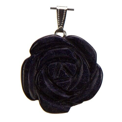 Ciondolo a forma di fiore, 35 mm, pietra blu dorata