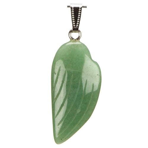 Anhänger Flügel, 45x19mm, Grüner Aventurin