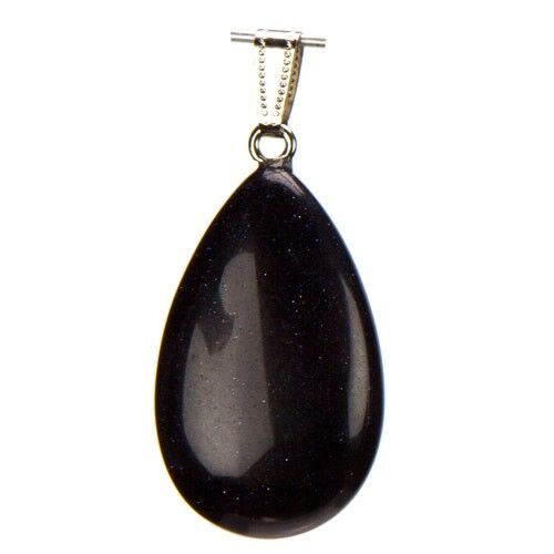 Ciondolo in pietra burattata, lucidata, ca. 38x24mm, oro blu