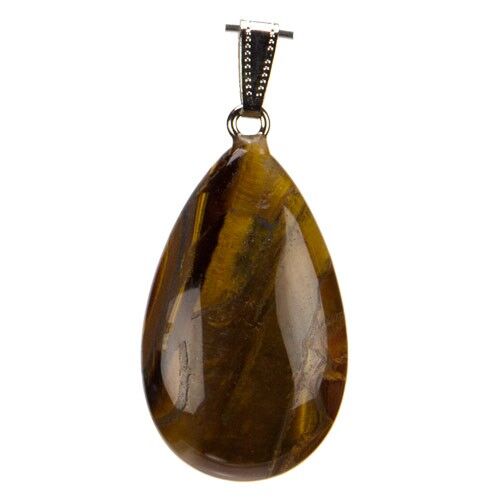 Ciondolo in pietra burattata, lucidata, ca. 38x24mm, occhio di tigre