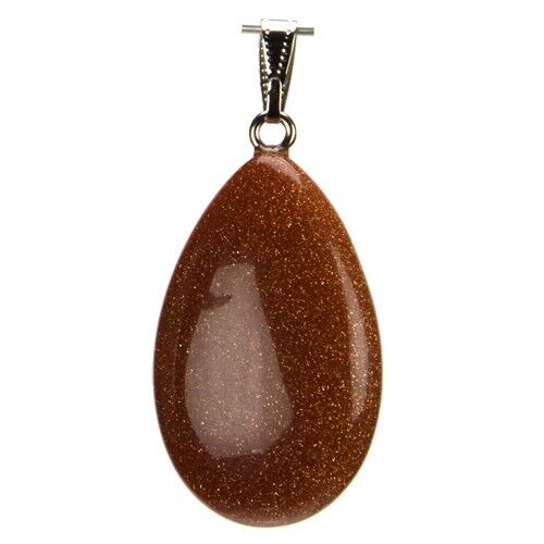 Ciondolo in pietra burattata, lucidata, ca. 38x24mm, pietra dorata