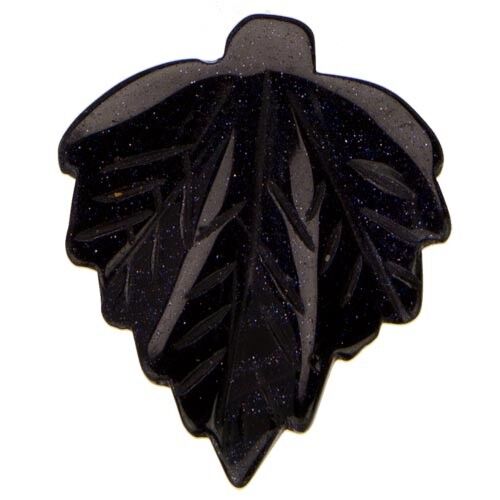 Ciondolo foglia, 50x42mm, pietra blu oro