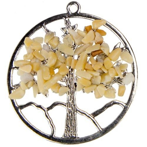 Tree of Life Pendant, Yellow Jade, 56mm
