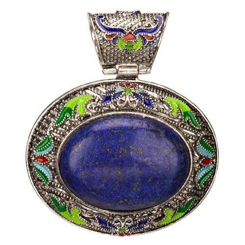 Lacquered pendant lapis lazuli, 70x60mm