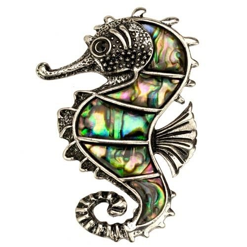 Anhänger/Brosche Seepferdchen, Abalone
