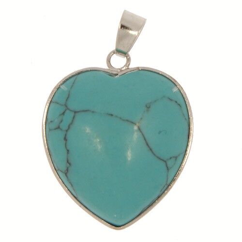 Ciondolo a forma di cuore, sintetico. turchese, 25mm
