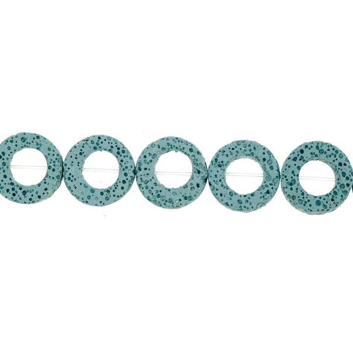 Strang gefärbte Lava, Blau, Ringe 19x8mm