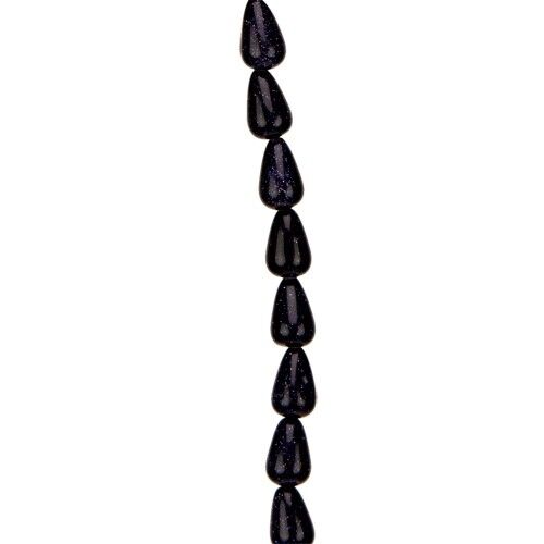 filo pietra blu oro, goccia 12x8mm