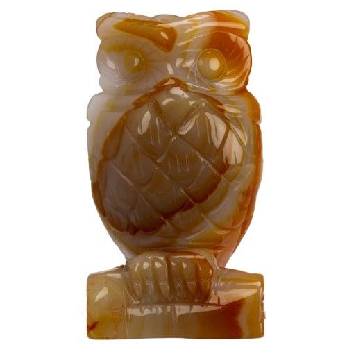 Gravur Eule, 103mm, Roter Achat