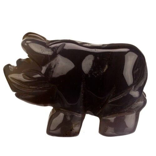 Rinoceronte inciso, 48mm, grigio agata