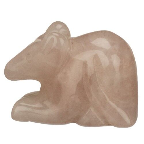 Engraved Mouse, 36mm, Rose Quartz
