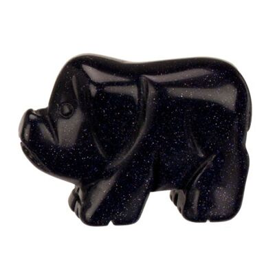 Cerdo grabado, 40 mm, piedra dorada azul