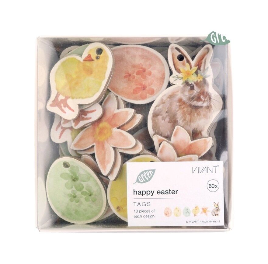 Etiketten - Ostern - Gelb/Grün - 60 Stück - Deko