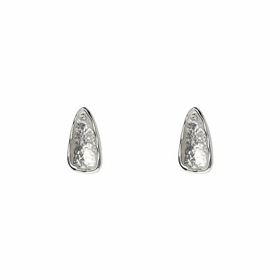 Pendiente de botón triangular de plata texturizada