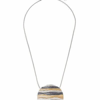 Elegante collar de cadena de serpiente de plata con colgante circular