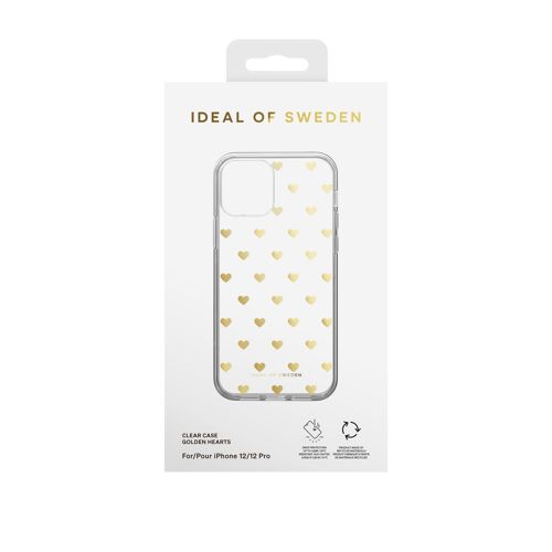 Clear Case iPhone 12/12P Golden Hearts