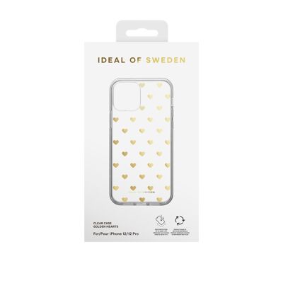 Clear Case iPhone 12/12P Golden Hearts