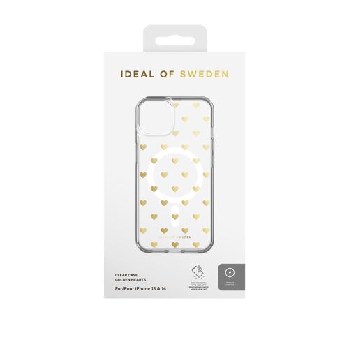 Clear Case MagSafe iPhone 13/14 Golden Hearts