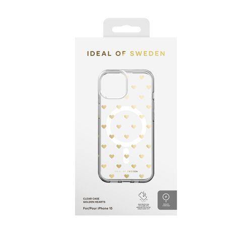 Clear Case MagSafe iPhone 13/14/15/SE2025 Golden Hearts