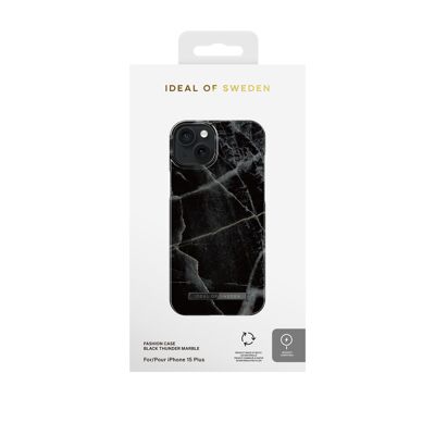 Custodia stampata MagSafe iPhone 15PL Nero Thunder Marble