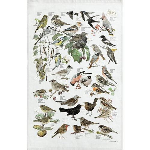 Organic tea towel - Garden birds