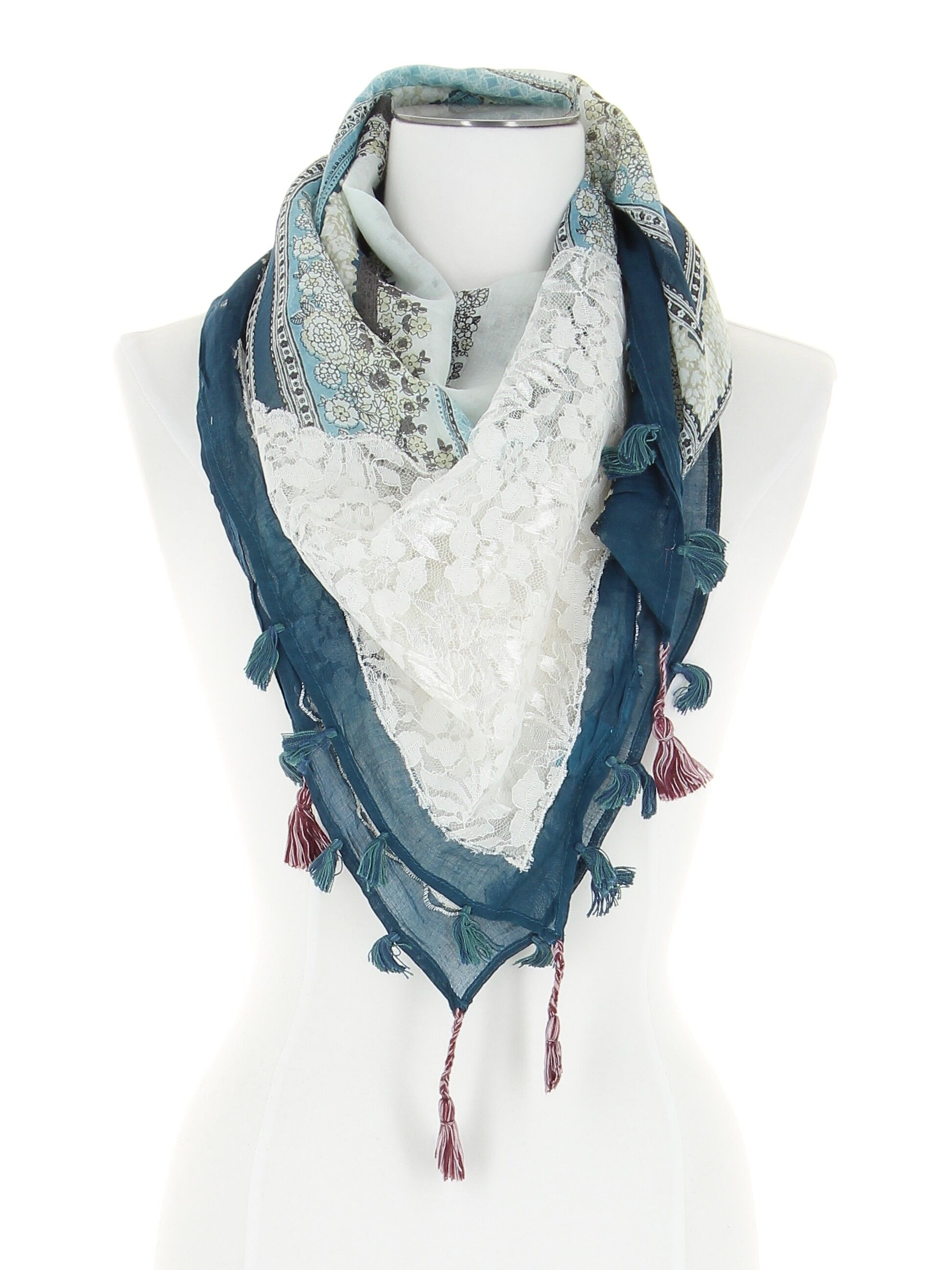 Sciarpa in cotone e viscosa - blu - (100x100cm) - CARRE CATALAN