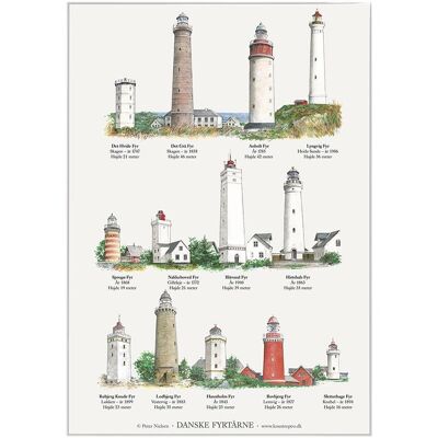 Lighthouses (fyrtårne) - poster a2