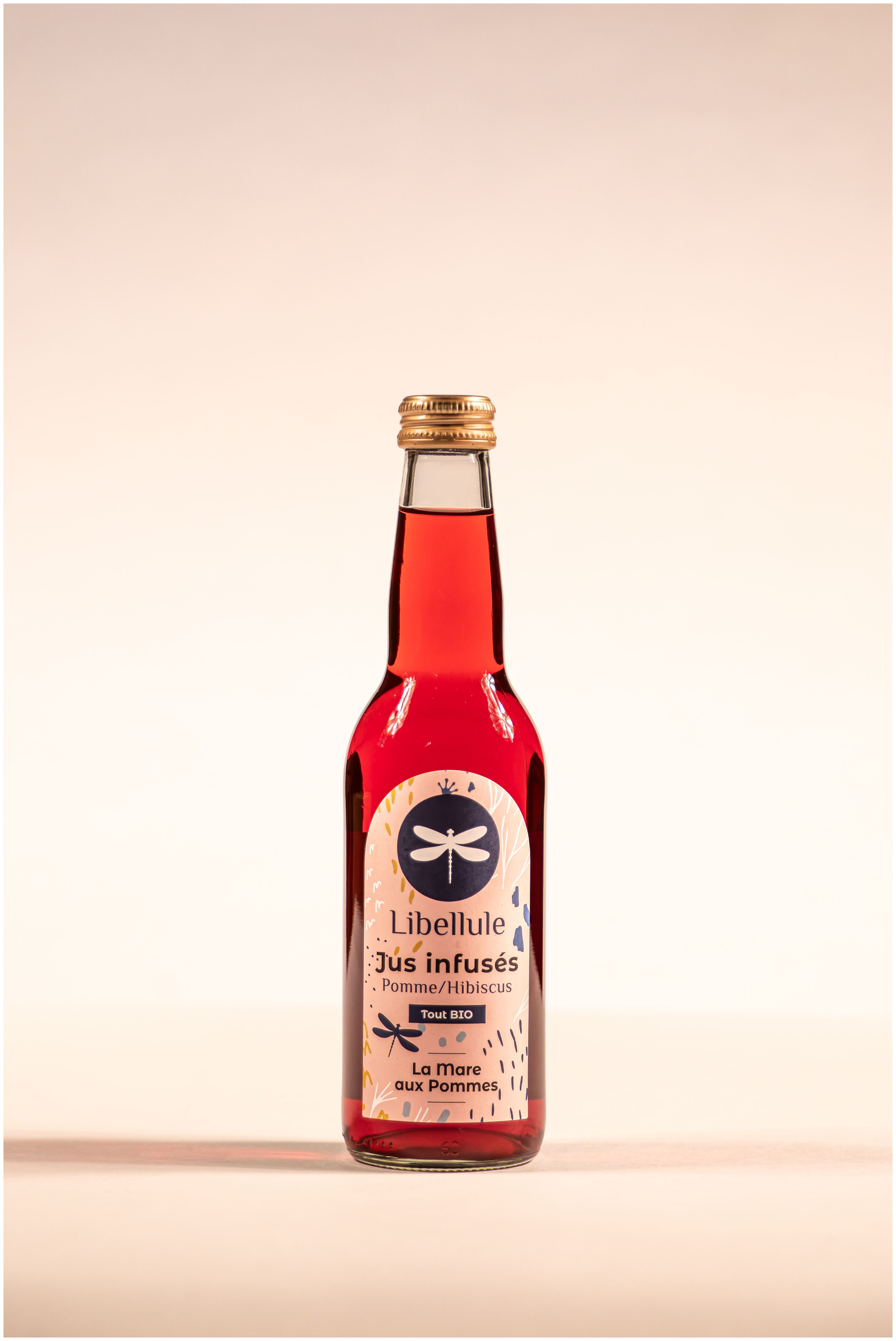 Zumo de manzana Libellule con infusión de hibisco, orgánico, 33 cl