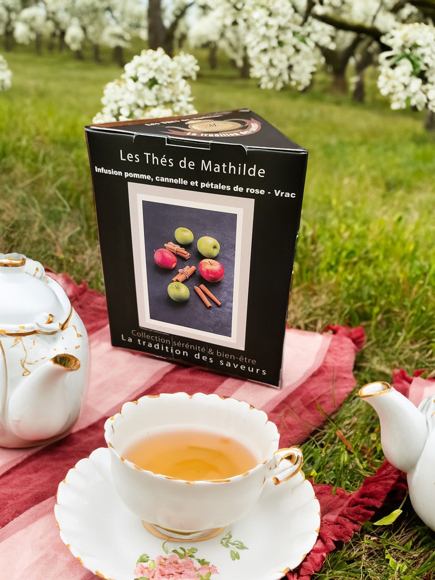 Infuso di mela, cannella e rosa della Normandia / Elegante scatola triangolare