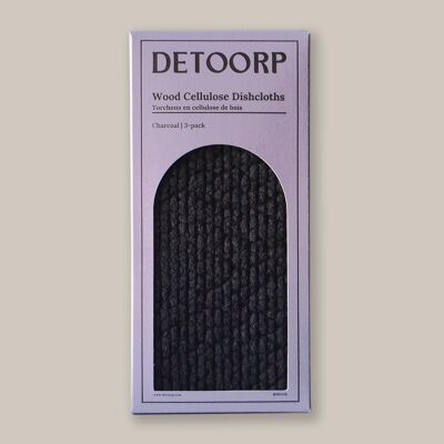 Torchons suédois en cellulose de bois | Lot de 3 | Anthracite