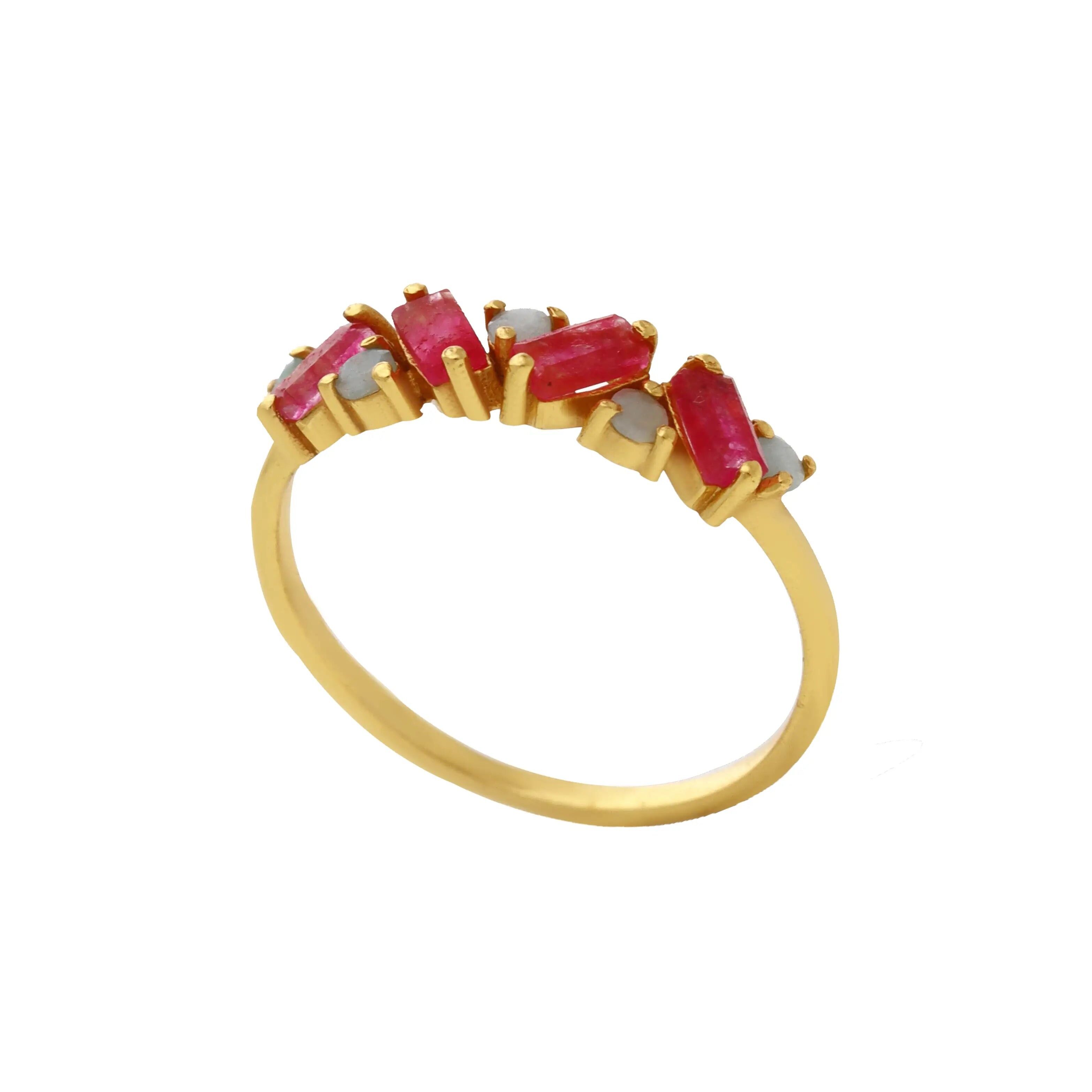 Sabrina Ruby and Amazonite Ring