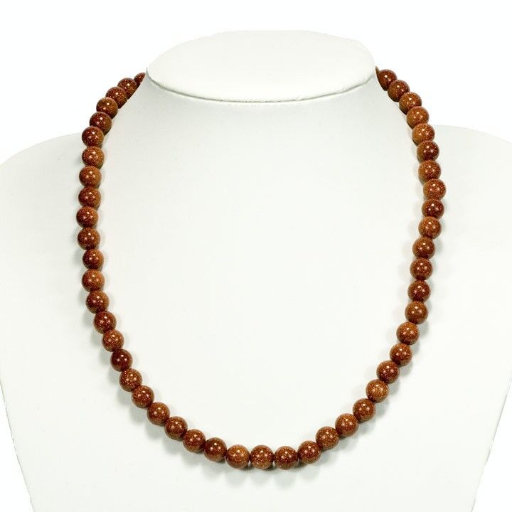 Collar Bola Piedra Dorada, 8mm